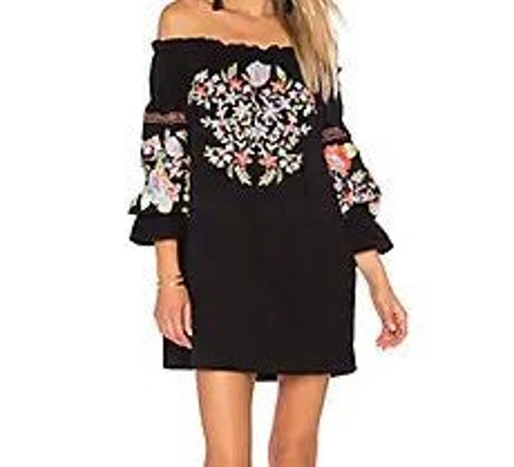 Free People Fleur De Jour black mini dress size medium